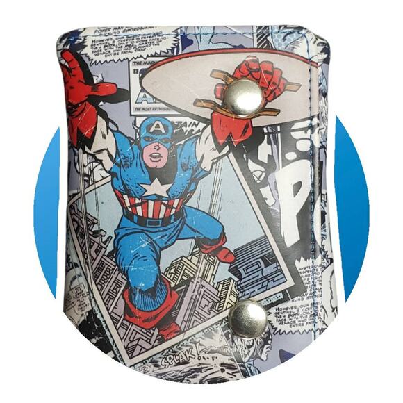 Marvel Captain America Super Hero Tri Fold Wallet w. Chain Ka PoW - Picture 1 of 8